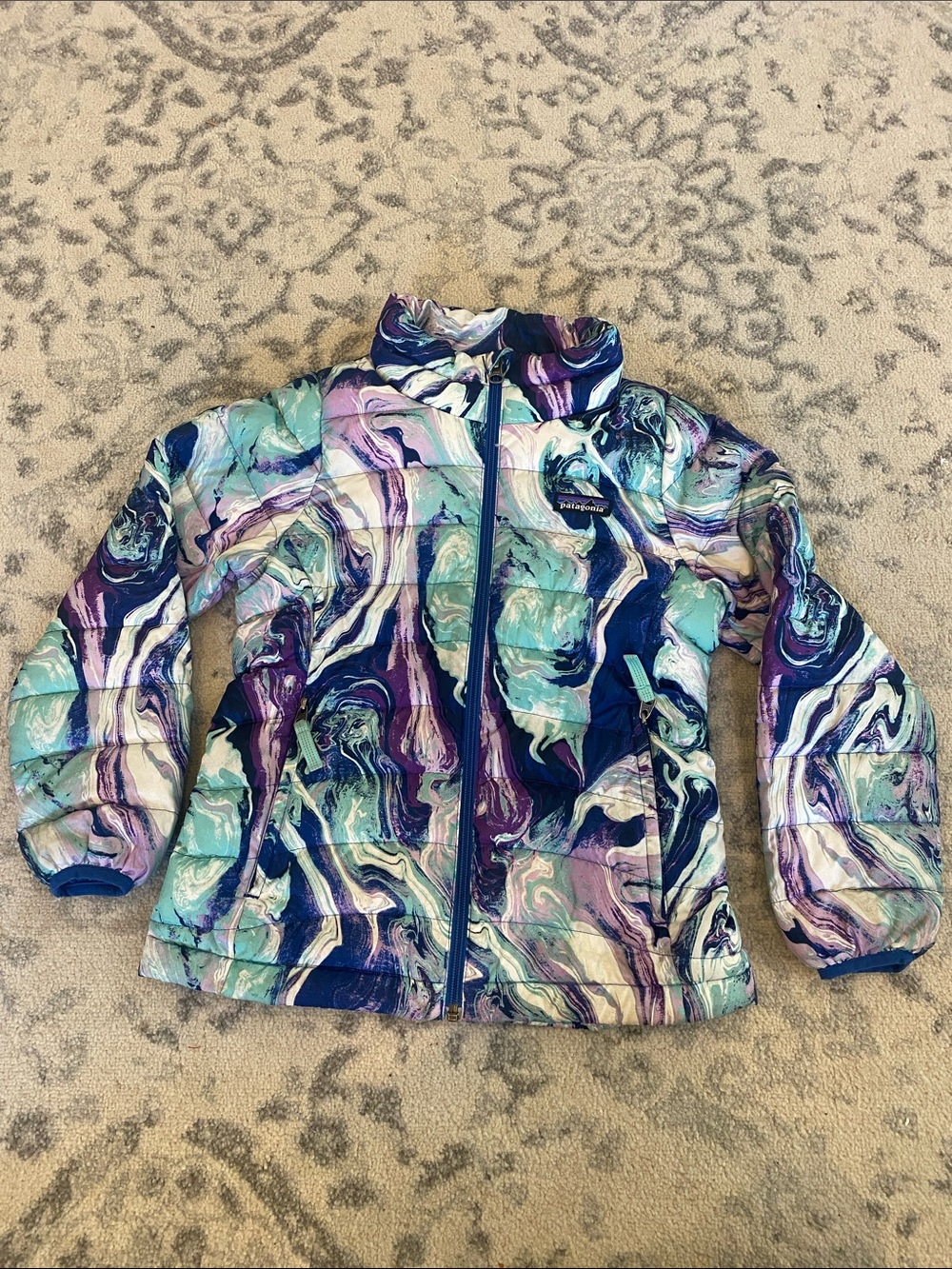 Patagonia Kids' Marble Swirl Jacket - Aqua, Purple, Navy